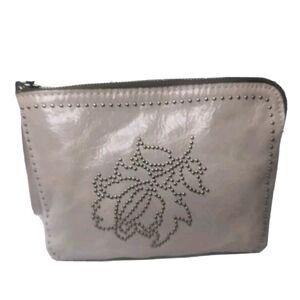 Patricia Nash Lanza Clutch Bag Studded Purse Distressed Glaze Leather Gray
